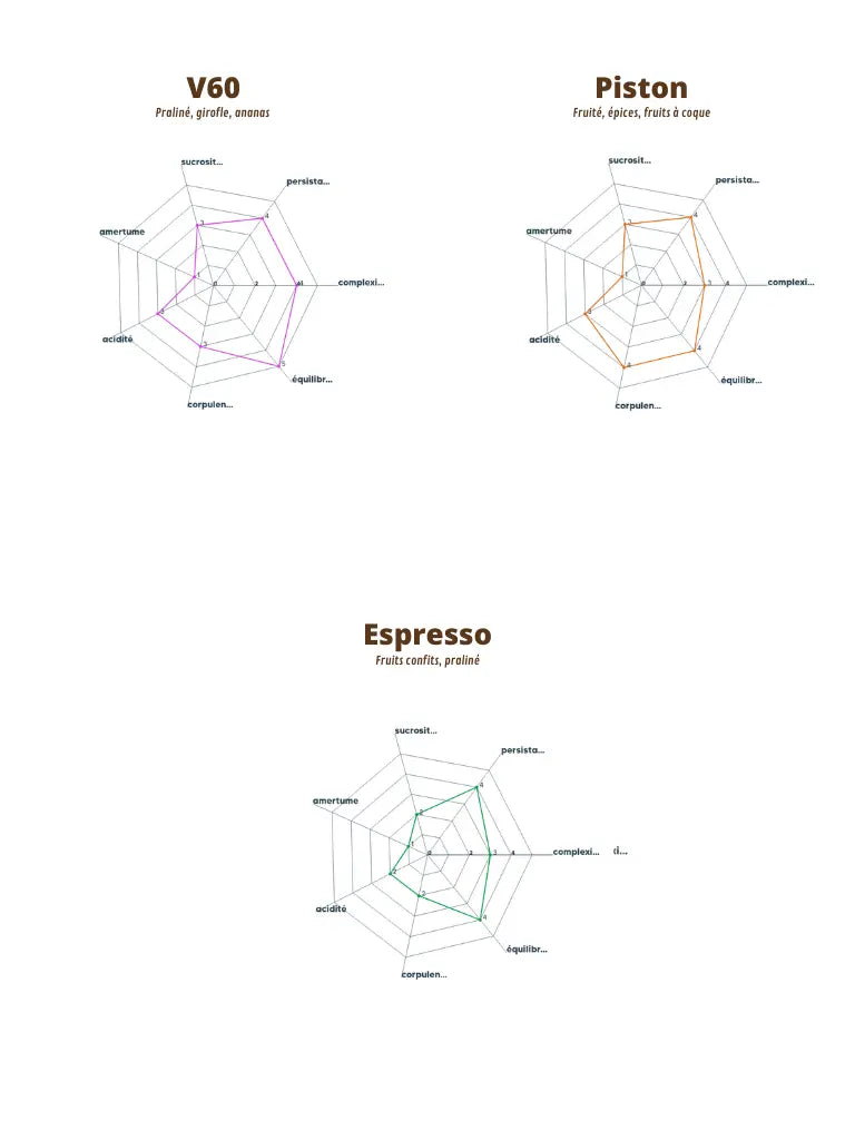 Graphique du profil aromatique du Blend-sur-Seine, détaillant les arômes par méthode